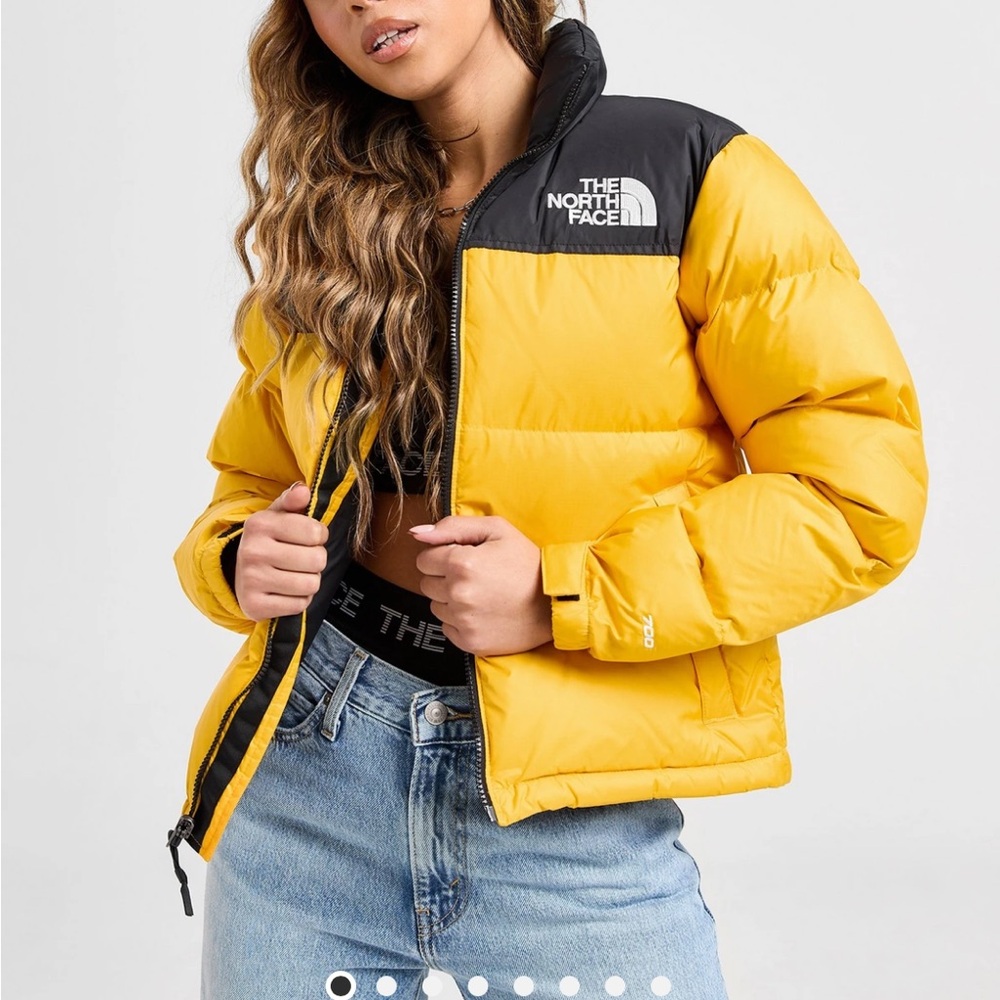 The North Face Women's Black and Yellow Puffer Jacket